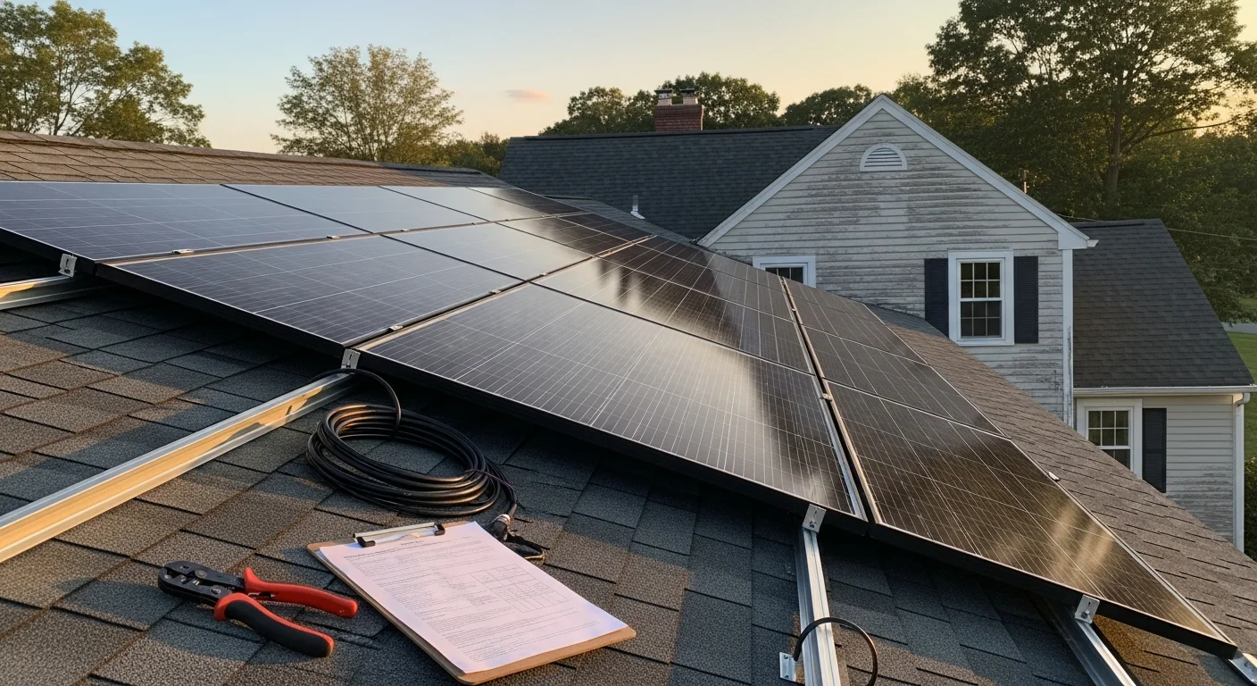 Solar panels installed on residential roof in Connecticut