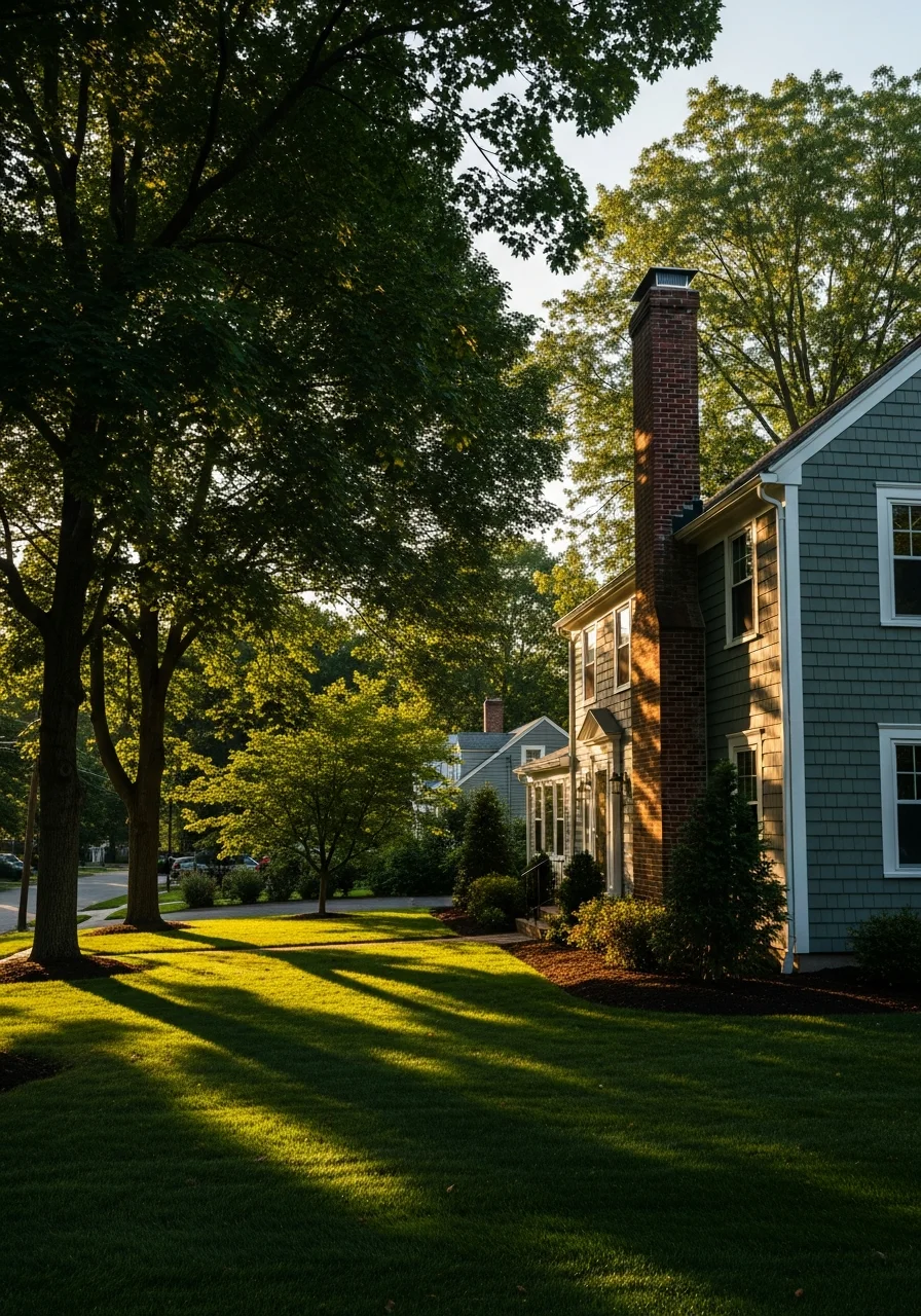 Residential homes in Hartford County with mature trees and suburban neighborhoods