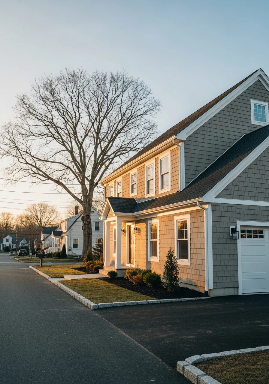 Modern home renovation project in Tolland County with new roofing and siding