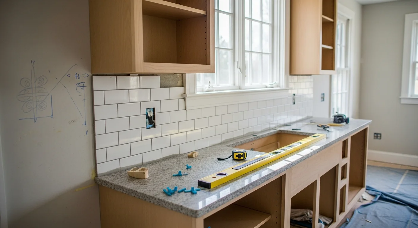 Remodeled kitchen in an Avon, CT single-family home featuring updated cabinetry, new countertops, and recessed lighting. The open layout reflects a common renovation goal for older Colonial and split-level homes in the Farmington Valley area.