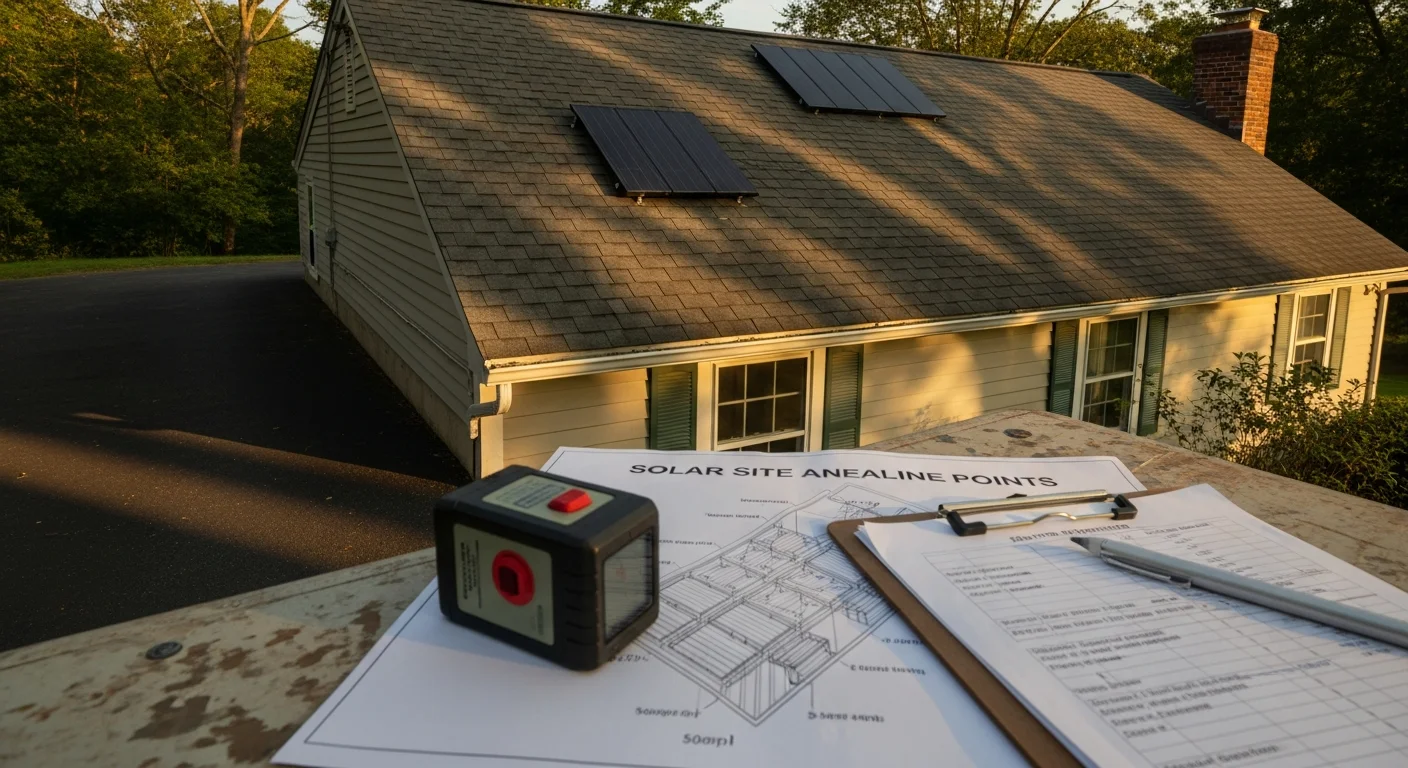 A custom solar system design layout mapped onto the roof of a residential home in Avon, CT, showing panel placement and orientation. The image reflects a site-specific design plan prepared before installation.